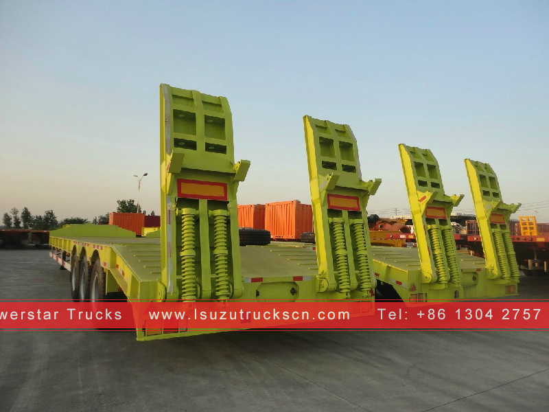 China Tri-Axles Lowbed Semi Trailers, LowBed Trailer Dimensions Customized 