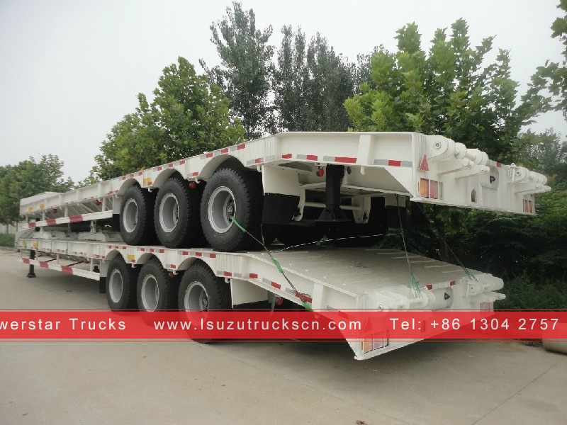 China Tri-Axles Lowbed Semi Trailers, LowBed Trailer Dimensions Customized 