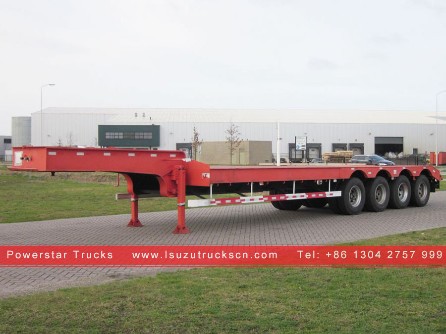 China Tri-Axles Lowbed Semi Trailers, LowBed Trailer Dimensions Customized 