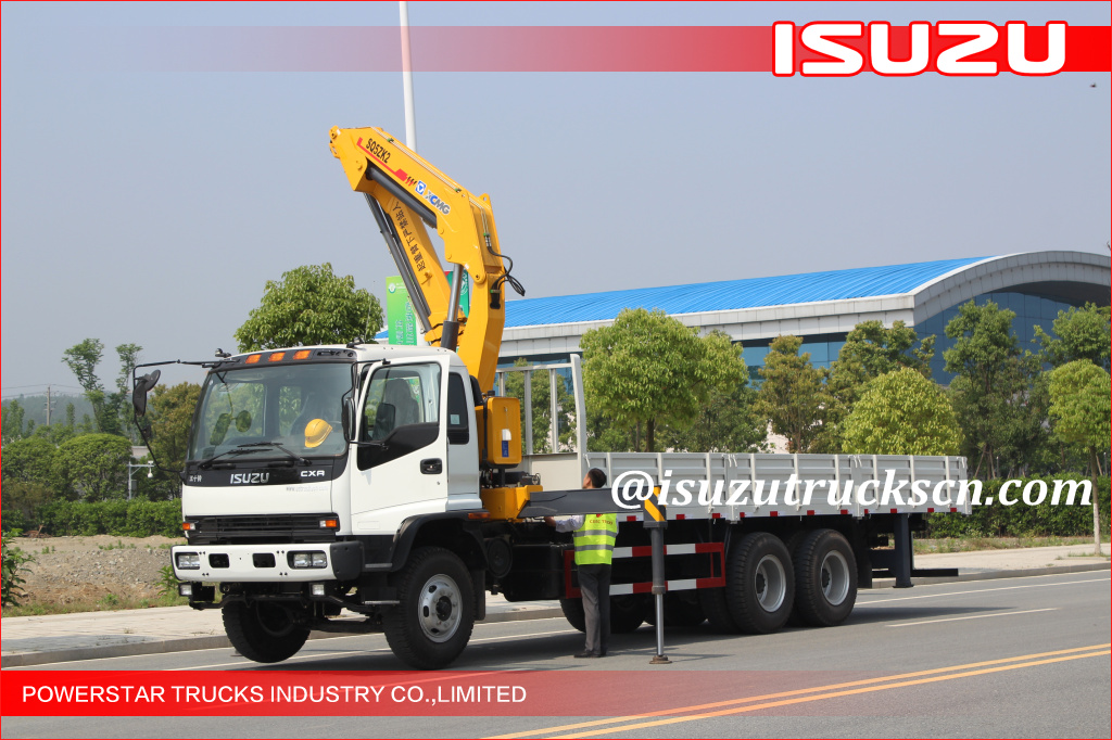 Ghana clients 10 wheels Heavy Duty Isuzu Knuckle Boom Truck Crane