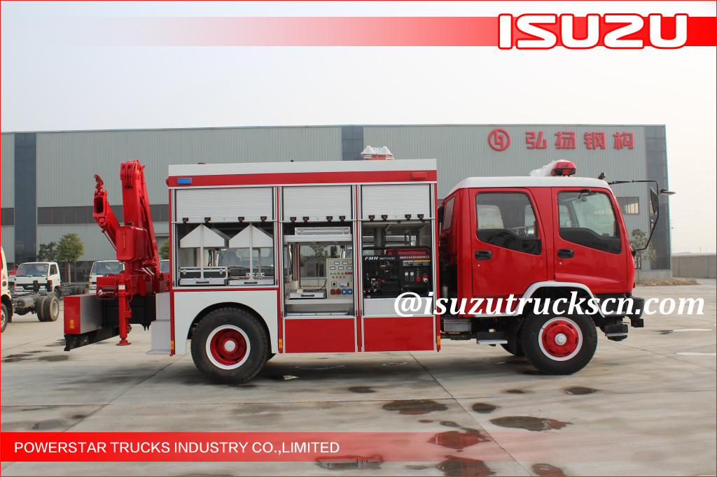 2015 Isuzu Lighting Emergency Rescue Vehicle Fire Truck with Truck Crane 