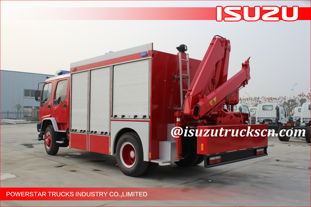 2015 Isuzu Lighting Emergency Rescue Vehicle Fire Truck with Truck Crane for LAOS