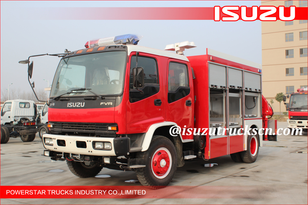 2015 Isuzu Lighting Emergency Rescue Vehicle Fire Truck with Truck Crane for LAOS