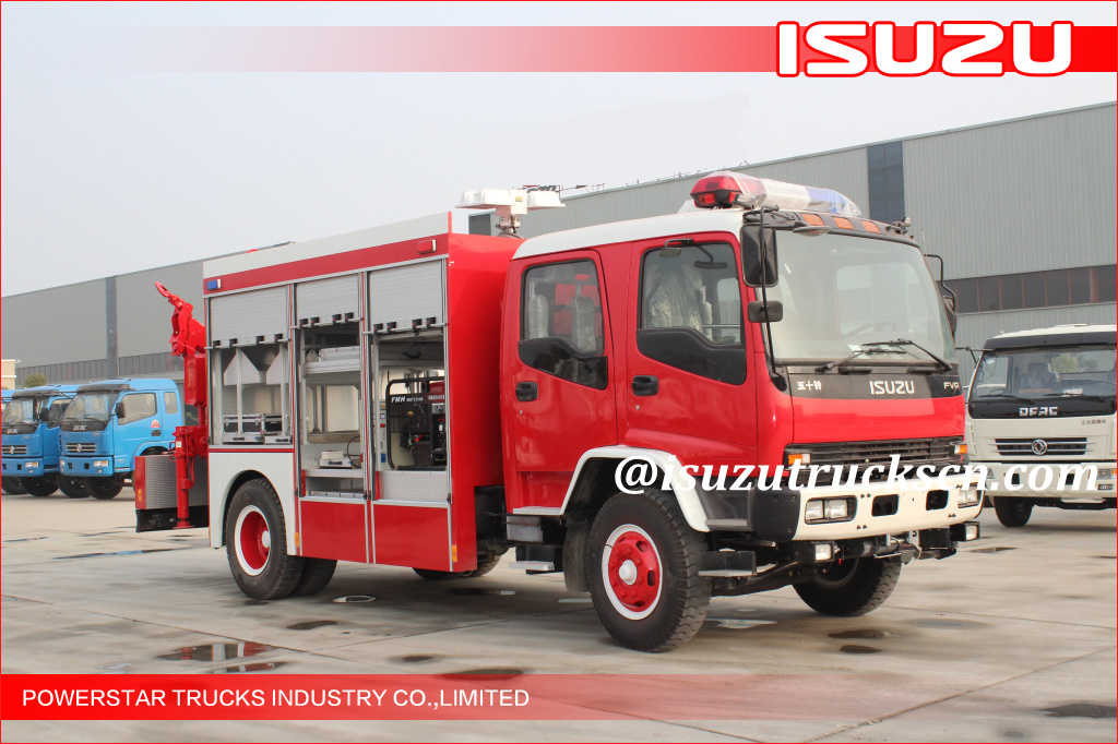 2015 Isuzu Lighting Emergency Rescue Vehicle Fire Truck with Truck Crane for LAOS