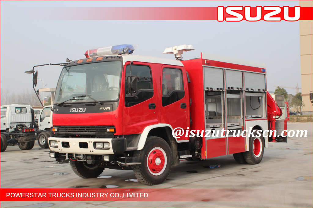 2015 Isuzu Lighting Emergency Rescue Vehicle Fire Truck with Truck Crane for LAOS