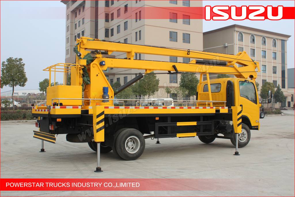 Isuzu truck mounted aerial work platform, aerial lift, hydraulic beam lifter, hydraulic aerial platform vehicle, aerial boom lift, bucket truck, overhead working truck