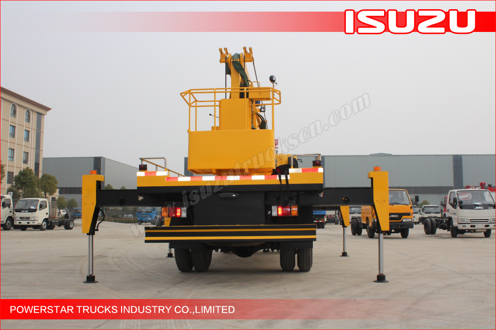 Isuzu truck mounted aerial work platform, aerial lift, hydraulic beam lifter, hydraulic aerial platform vehicle, aerial boom lift, bucket truck, overhead working truck