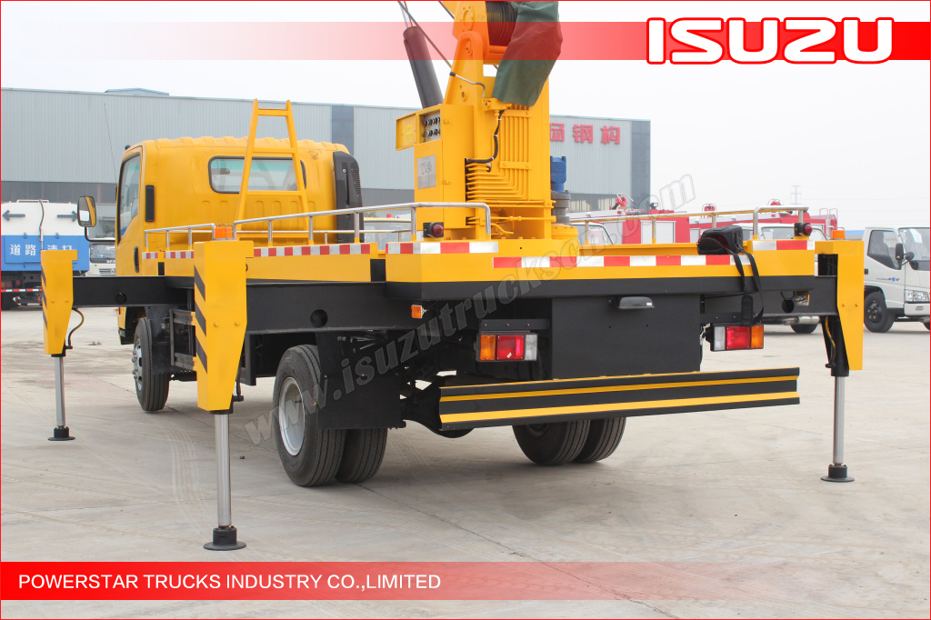 Isuzu truck mounted aerial work platform, aerial lift, hydraulic beam lifter, hydraulic aerial platform vehicle, aerial boom lift, bucket truck, overhead working truck