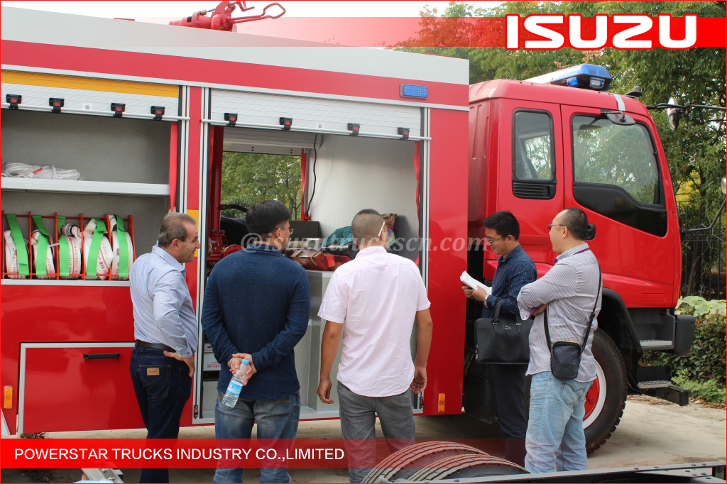 Russian clients inspection Isuzu FVR foam fire truck fire tender fire engine