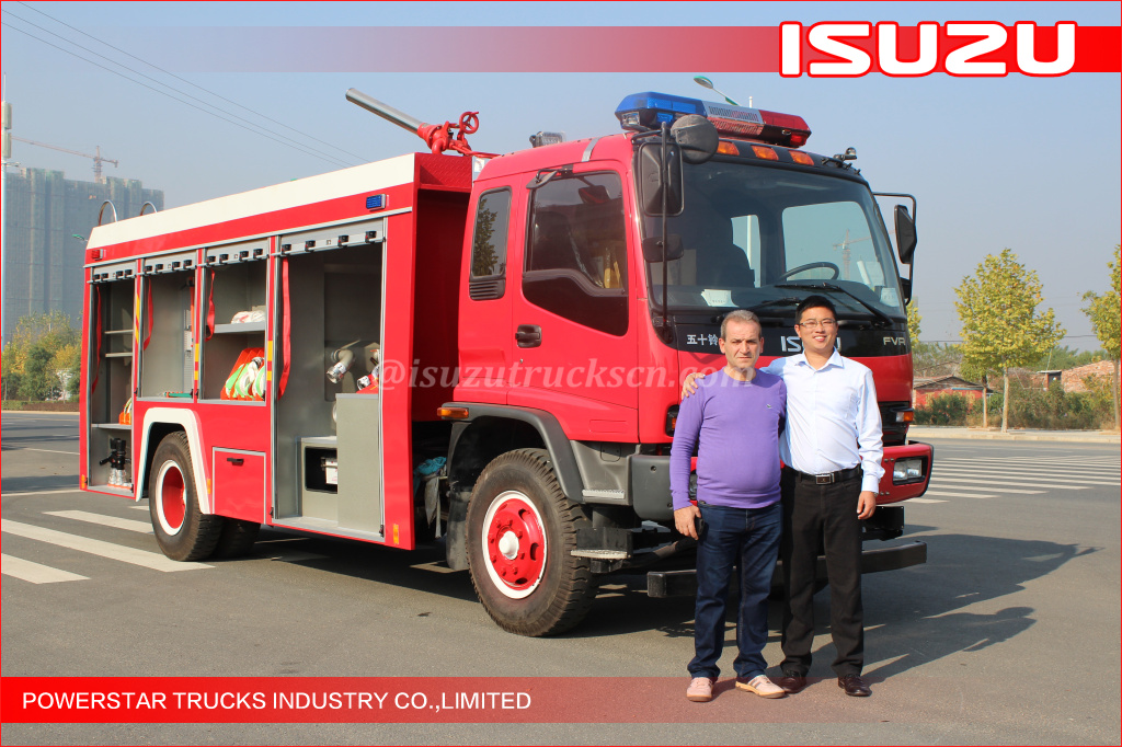 Russian clients inspection Isuzu FVR foam fire truck fire tender fire engine