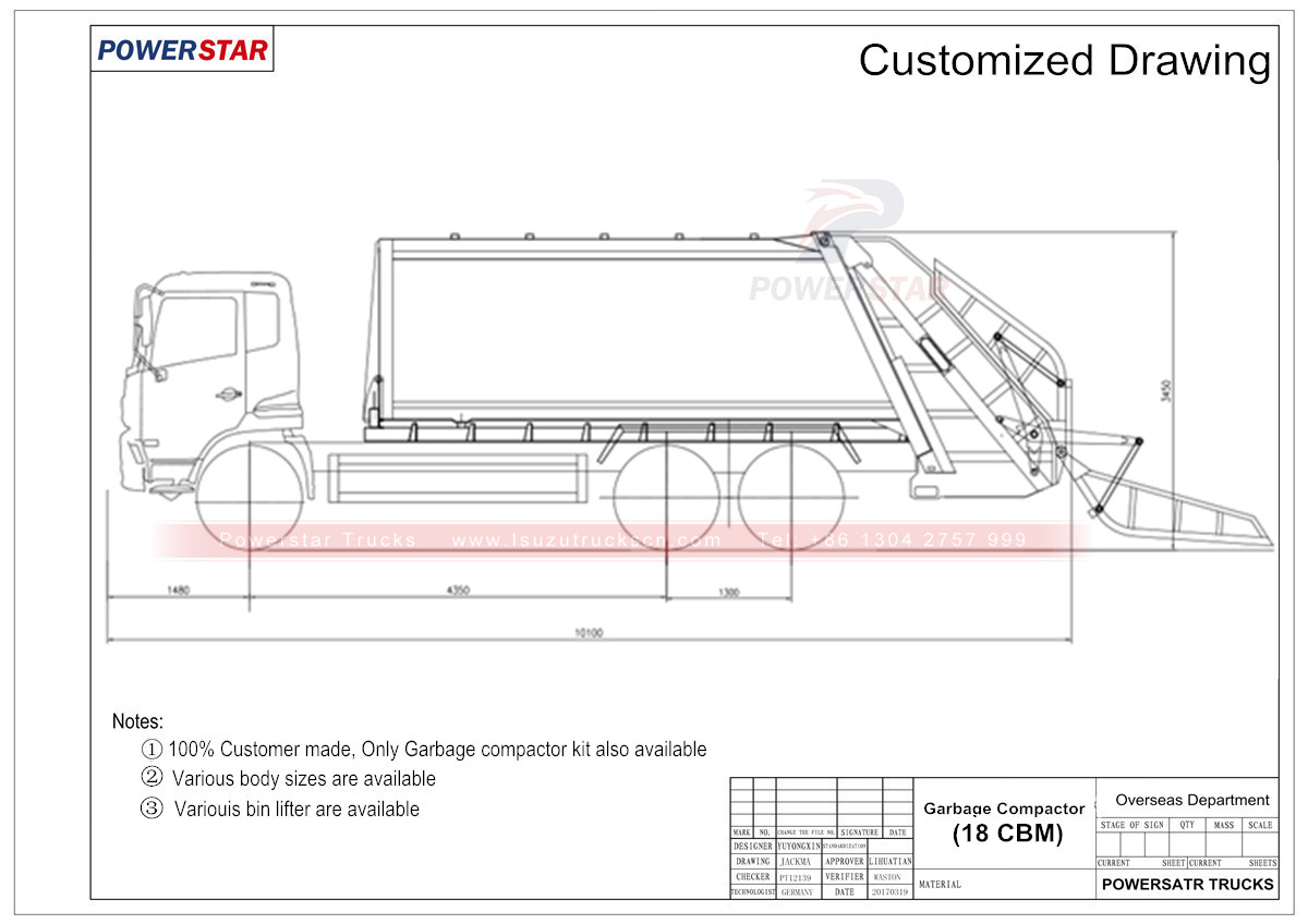 Environment garbage compactor truck Isuzu with refuse compactors