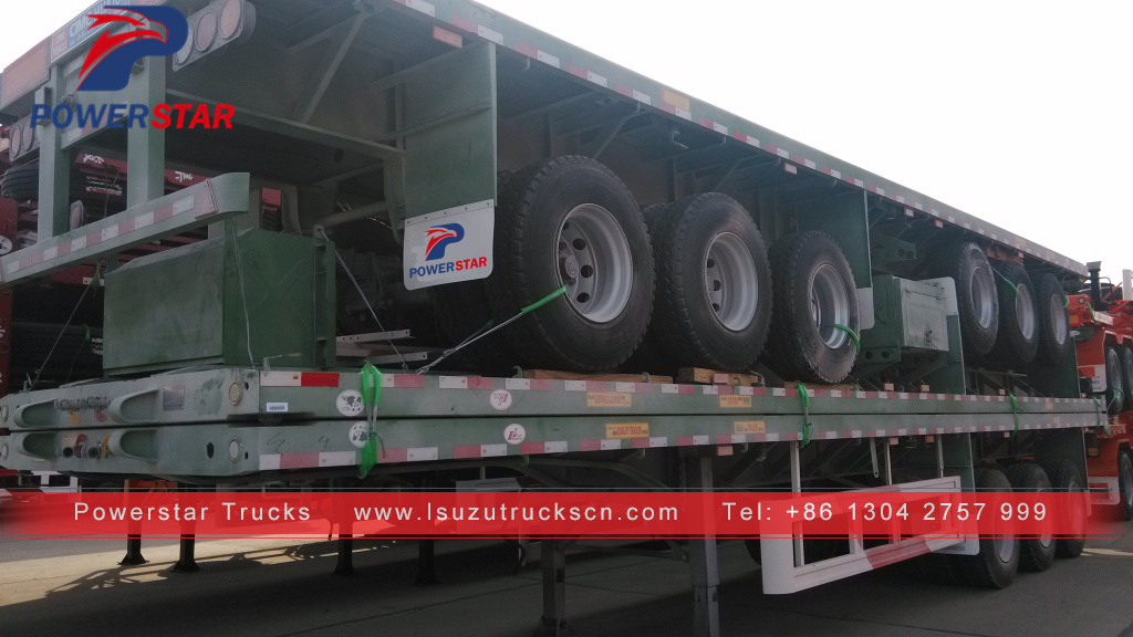 Powerstar brand 40ft 3-axle flatbed semi-trailer for carry container