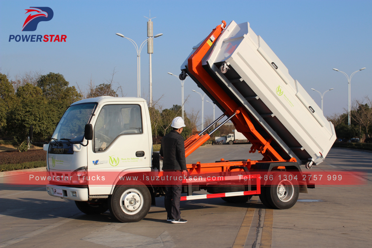 Saint Martin 1 Isuzu hooklift garbage truck with 4 garbage bin