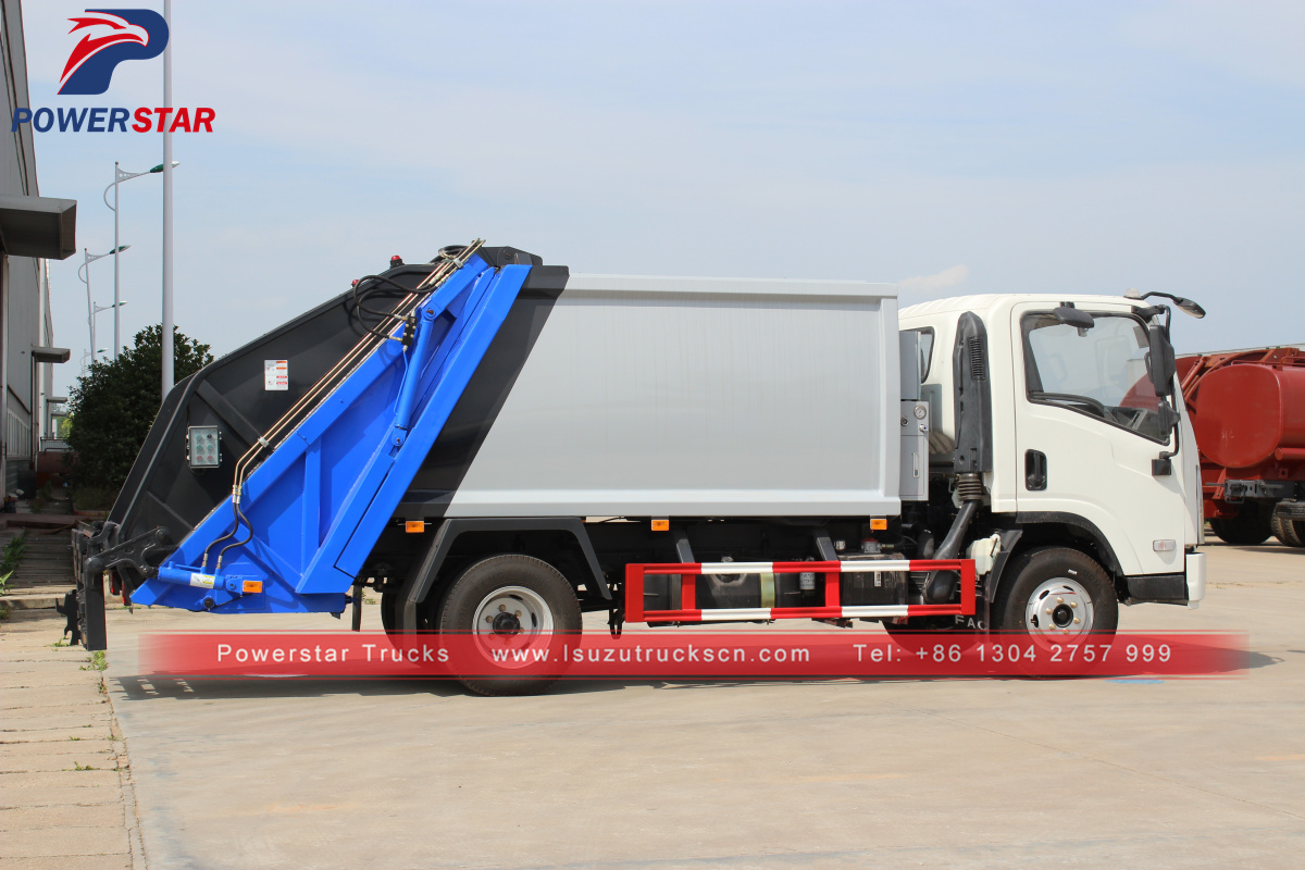 Myanmar ELF NPR 5tons Hydraulic garbage compactor truck Isuzu made by powerstar