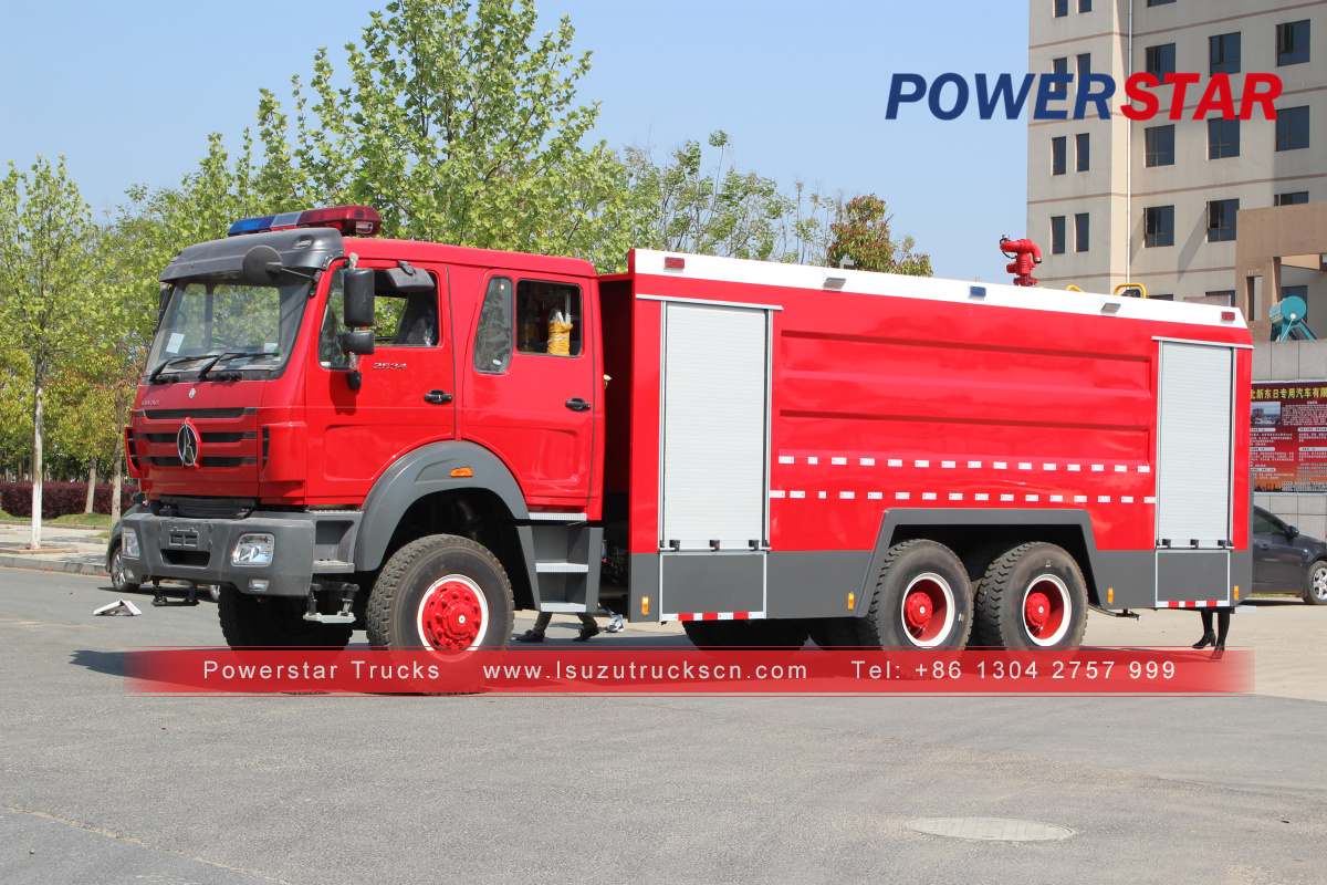 China 6x4 10000L-15000L Beiben water foam tank fire fighting truck exported to Uganda