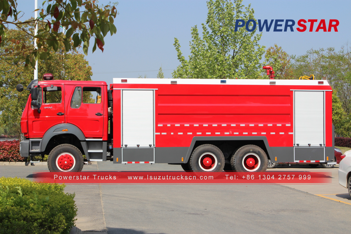 China 6x4 10000L-15000L Beiben water foam tank fire fighting truck exported to Uganda