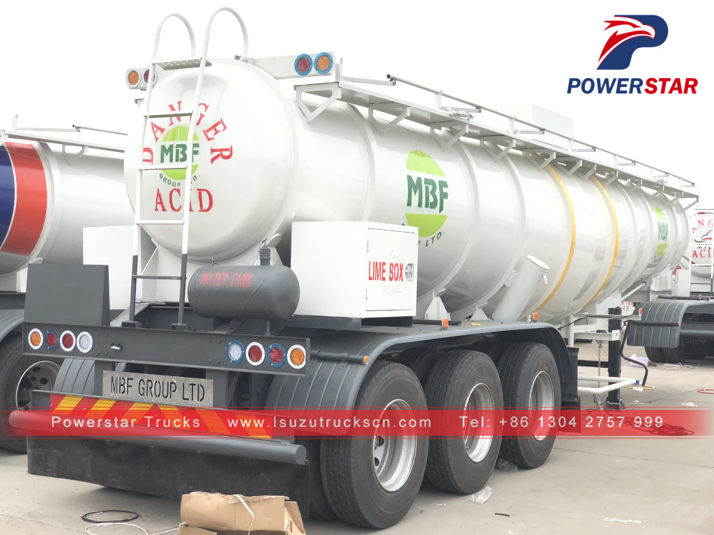 Zambia customer MBF group ltd Sulphuric Acid Tanker Trailer V shape 25000L for sale