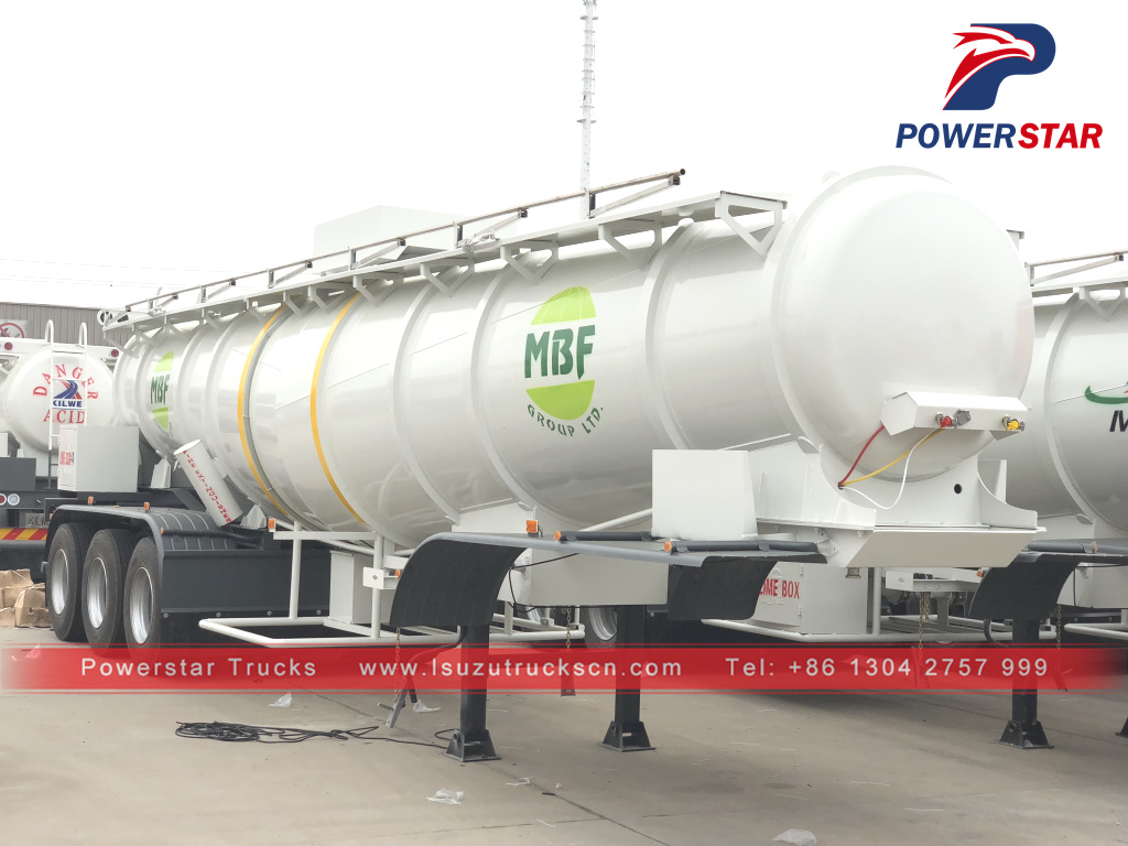 Zambia customer MBF group ltd Sulphuric Acid Tanker Trailer V shape 25000L for sale