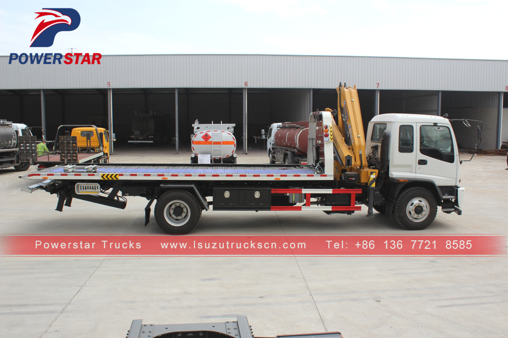 Brand New Condition ISUZU FTR Recovery Flatbed Tow wrecker truck with boom crane For Sale