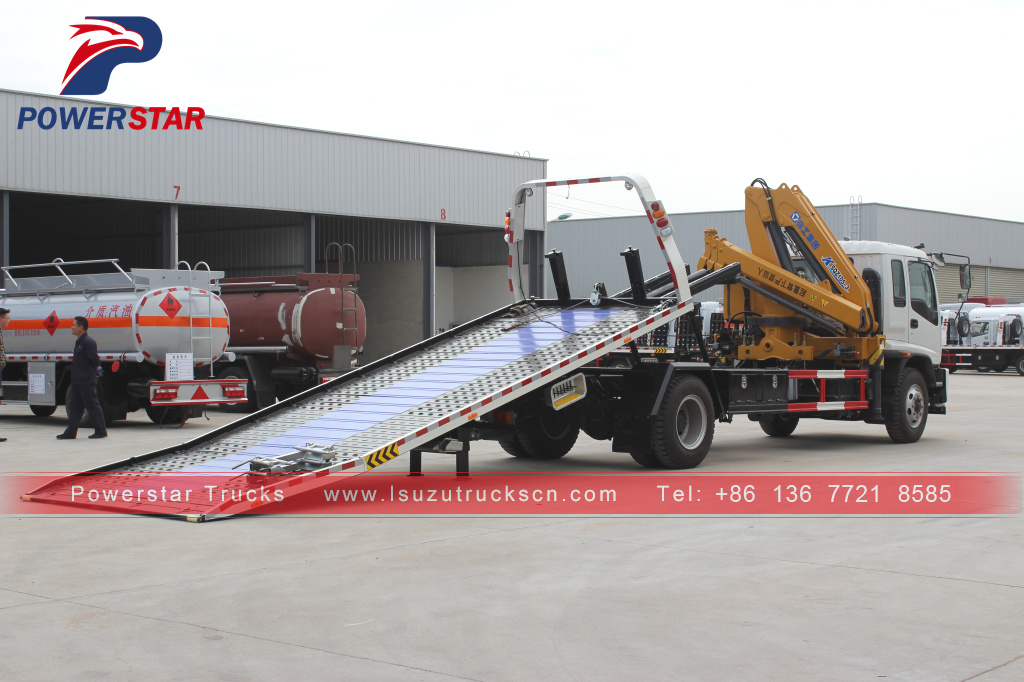 Brand New Condition ISUZU FTR Recovery Flatbed Tow wrecker truck with boom crane For Sale