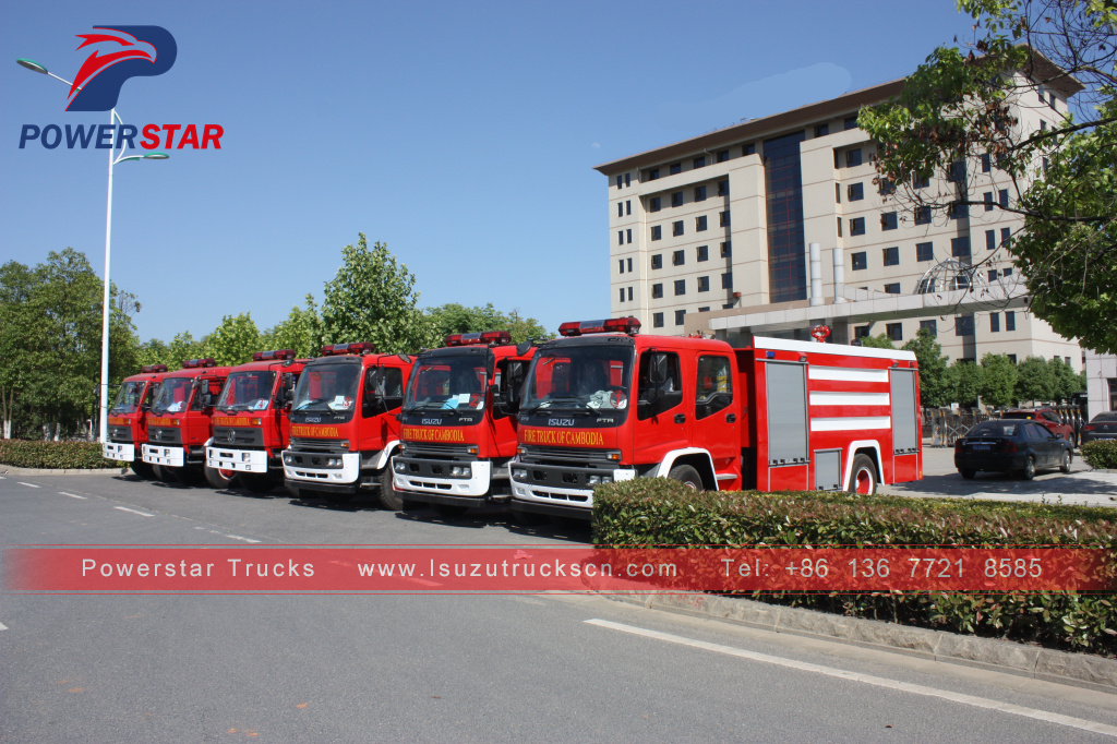 Cambodia FTR FVR Emergency Response Fire Vehicles Isuzu Water foam Fire fighting trucks for sale