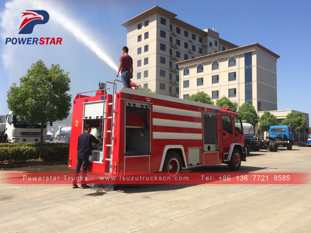 Cambodia FTR FVR Emergency Response Fire Vehicles Isuzu Water foam Fire fighting trucks for sale