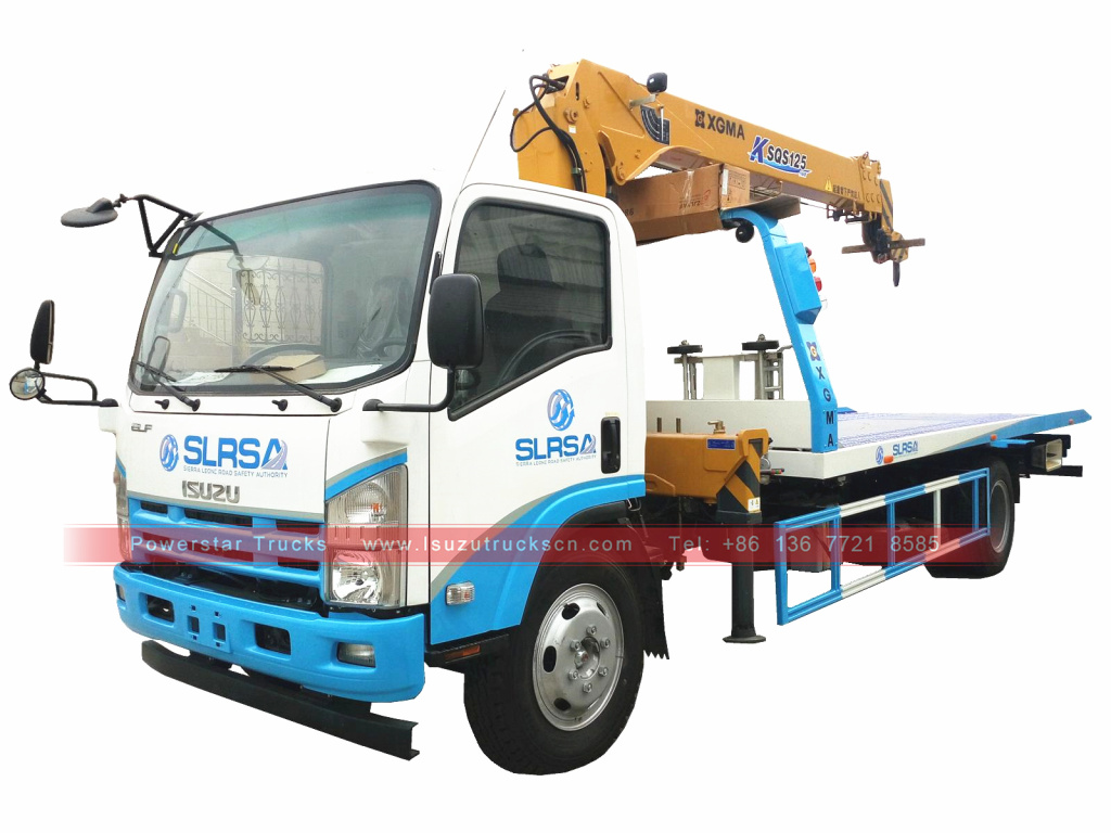 Japan ISUZU NPR Flat bed rollback car carrier truck for sale