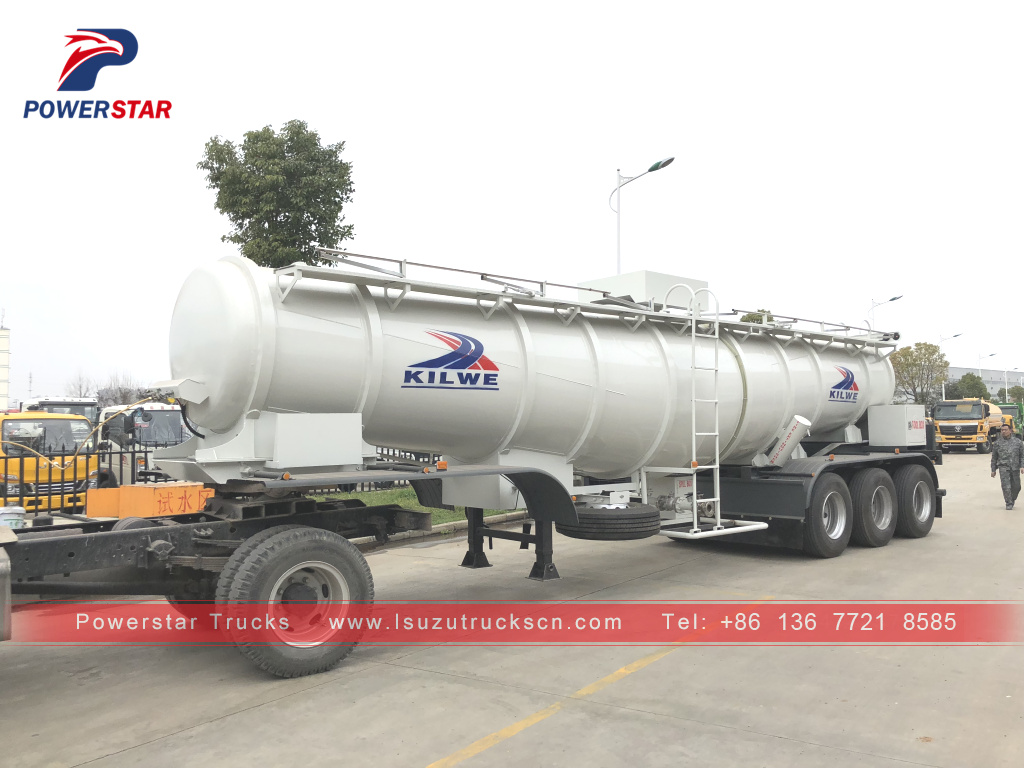 3 axles concentrated sulfuric acid tank semi trailer for copper mining