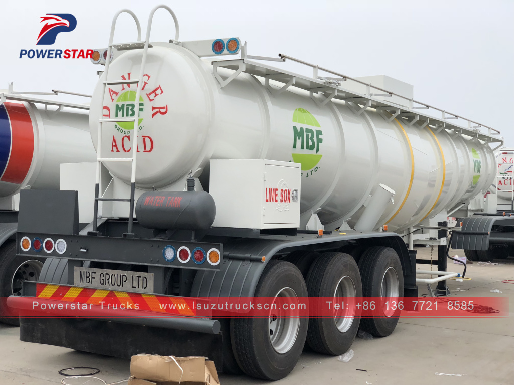 3 axles concentrated sulfuric acid tank semi trailer for copper mining