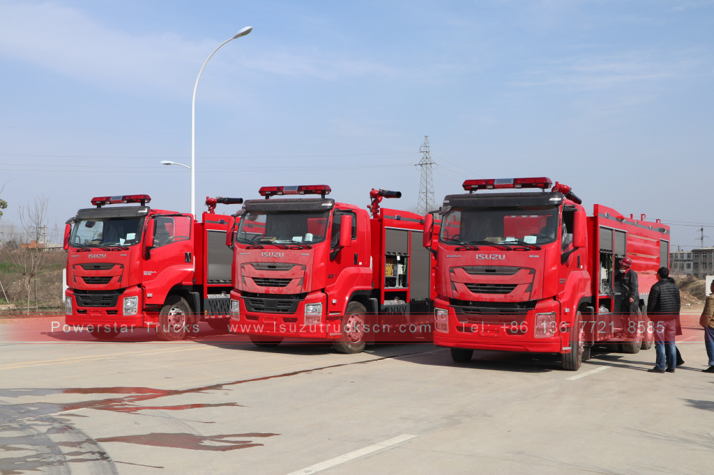 Afghanistan ISUZU GIGA Dry powder water and foam fire fighting truck 