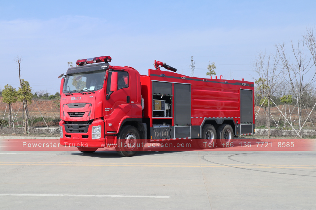 Afghanistan ISUZU GIGA Dry powder water and foam fire fighting truck 