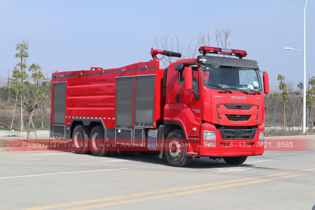 Afghanistan ISUZU GIGA Dry powder water and foam fire fighting truck 