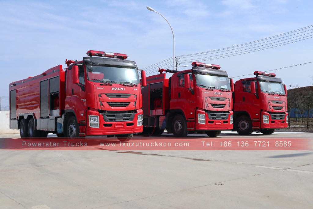 Afghanistan ISUZU GIGA Dry powder water and foam fire fighting truck 