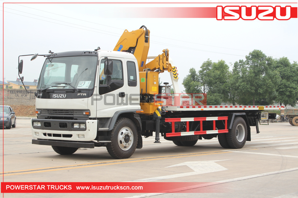 8Tons Isuzu Breakdown recovery truck FTR FVR Flatbed wrecker carrier with crane