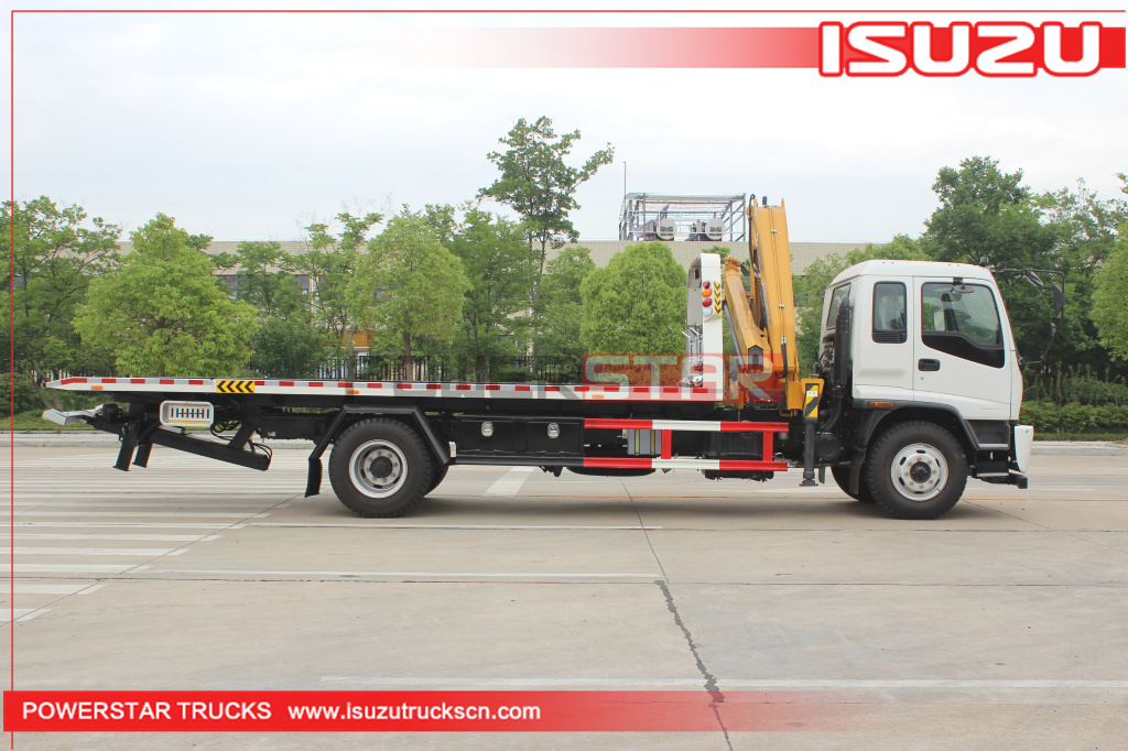 8Tons Isuzu Breakdown recovery truck FTR FVR Flatbed wrecker carrier with crane