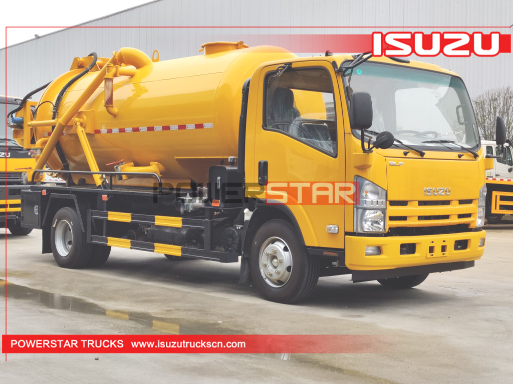 Cambodia ISUZU NPR ELF 700P 4X2 Suction Sewage Vacuum Tank Trucks for Sewer Cleaning