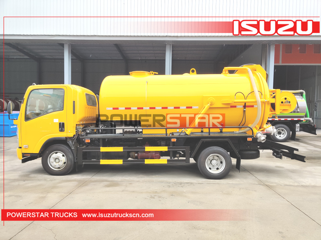 Cambodia ISUZU NPR ELF 700P 4X2 Suction Sewage Vacuum Tank Trucks for Sewer Cleaning