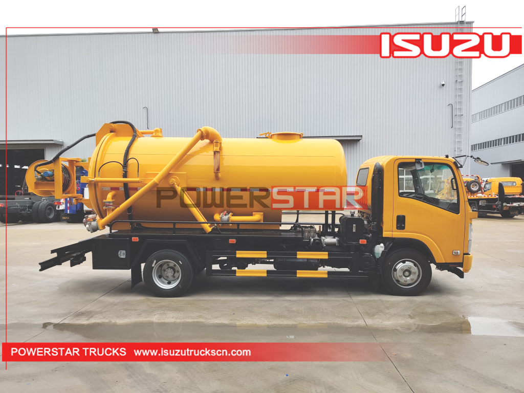 Cambodia ISUZU NPR ELF 700P 4X2 Suction Sewage Vacuum Tank Trucks for Sewer Cleaning