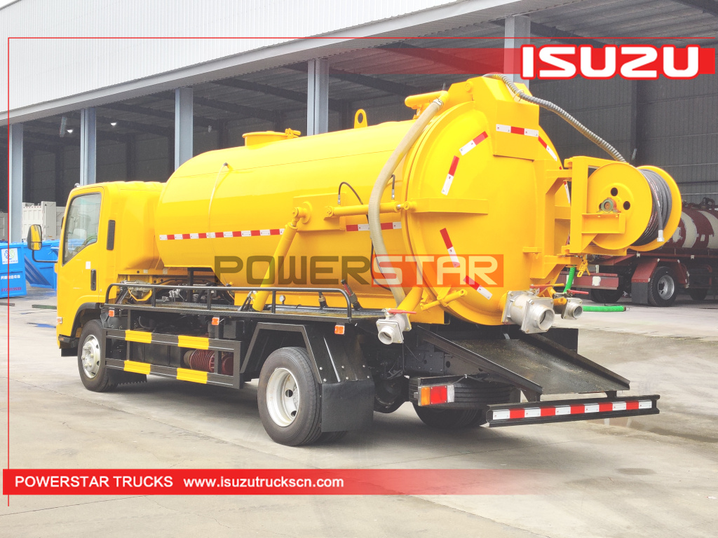 Cambodia ISUZU NPR ELF 700P 4X2 Suction Sewage Vacuum Tank Trucks for Sewer Cleaning