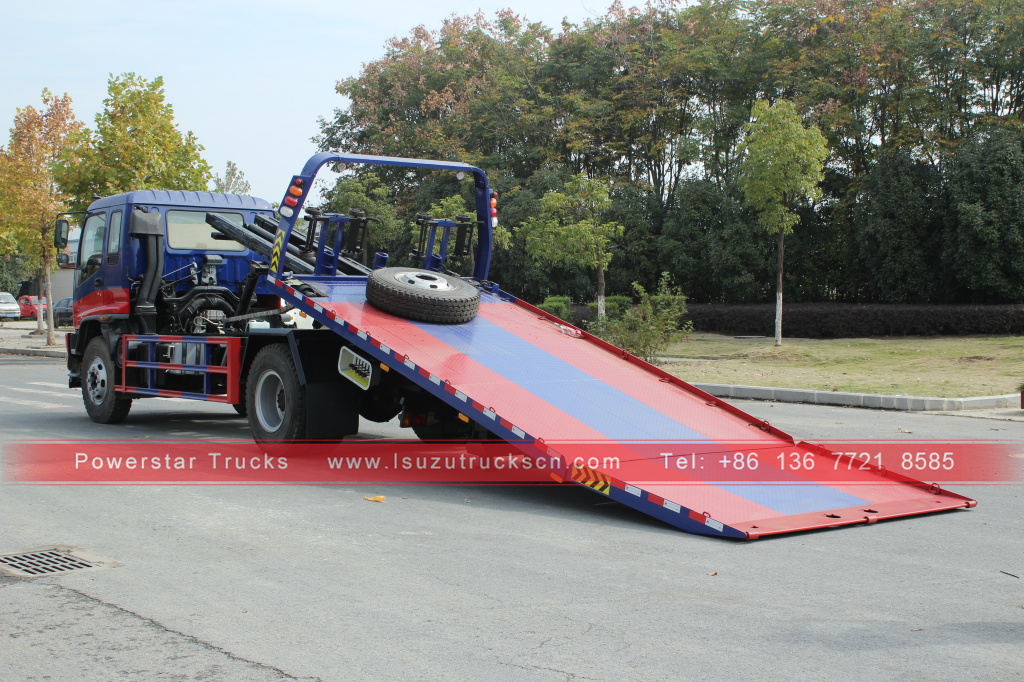 Japan ISUZU FVR 6HK1 4*2 Road Rescue Recovery breakdown Flatbed Tow wrecker truck For Sale