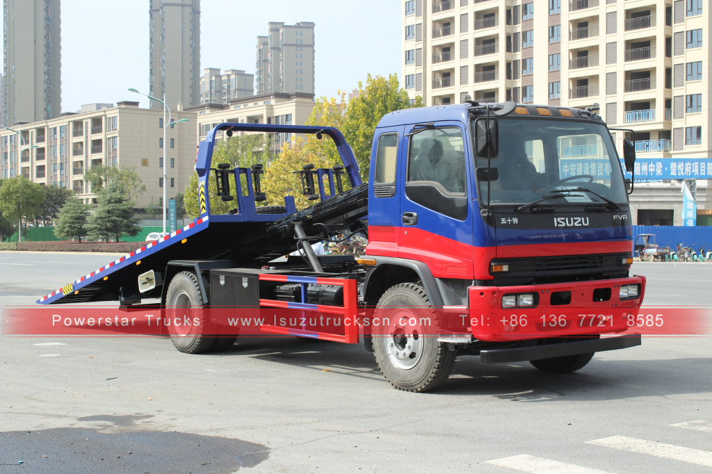 HAITI Powerstar ISUZU flat bed wrecker 8 ton Platform flatbed tow truck wrecker for sale