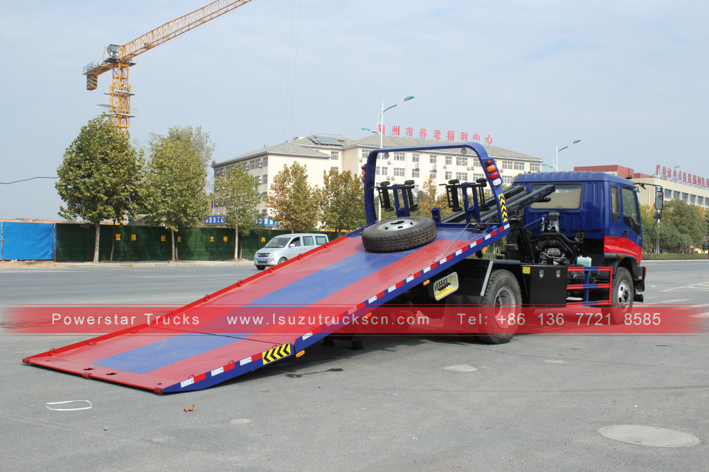 HAITI Powerstar ISUZU flat bed wrecker 8 ton Platform flatbed tow truck wrecker for sale