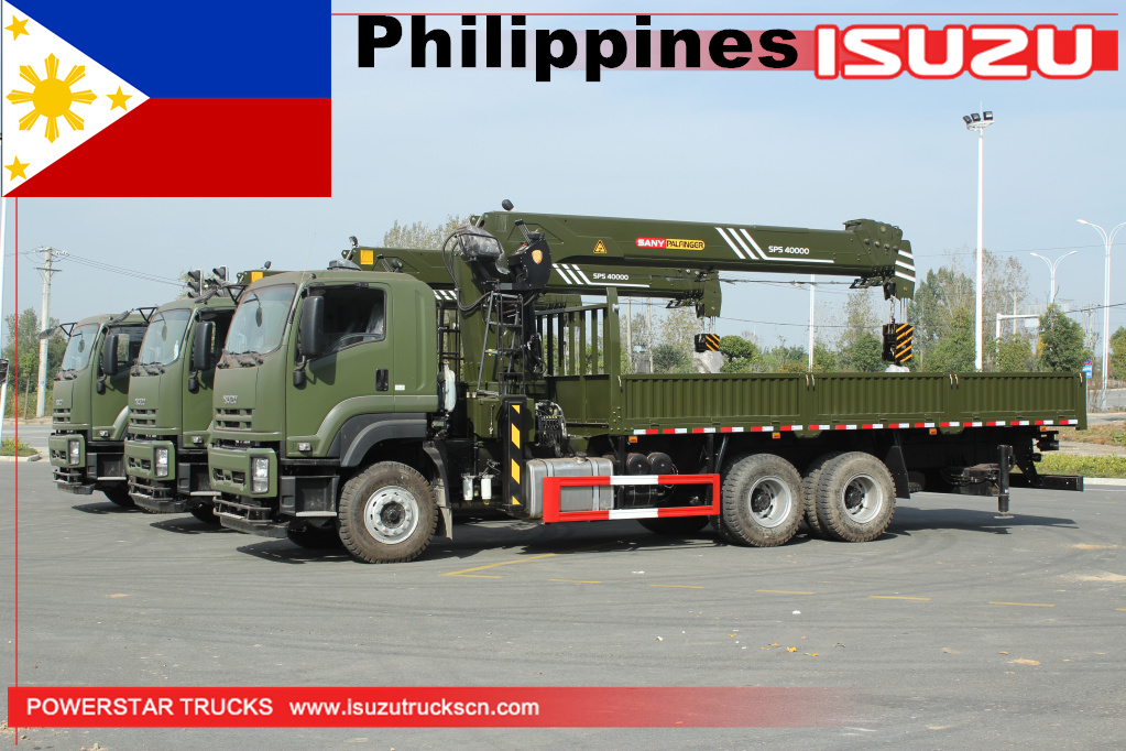 Philippines Military ISUZU vc46 GIGA Cargo Crane Truck with palfinger SPS40000 Loader Crane