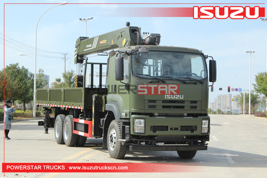 Military ISUZU VC46 sidewall Fence Dropside 10wheeler Cargo Trucks with Palfinger crane SPS40000 for sale