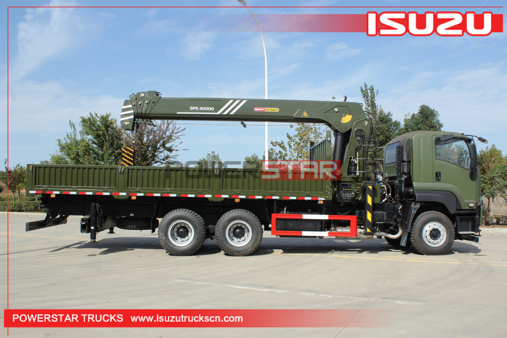 Military ISUZU VC46 sidewall Fence Dropside 10wheeler Cargo Trucks with Palfinger crane SPS40000 for sale