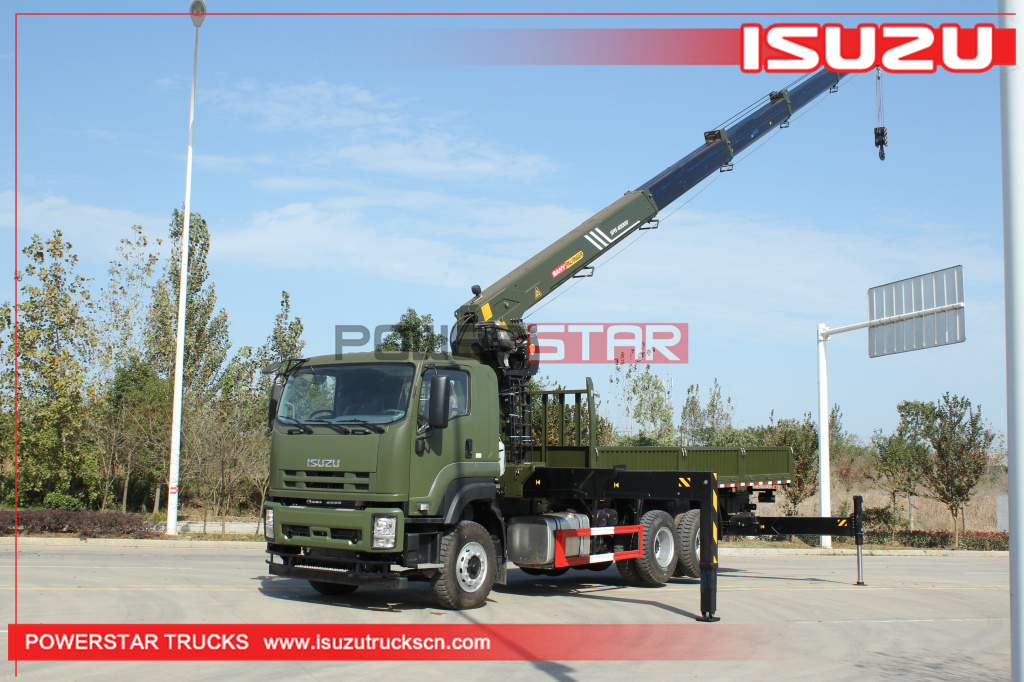 Military ISUZU VC46 sidewall Fence Dropside 10wheeler Cargo Trucks with Palfinger crane SPS40000 for sale