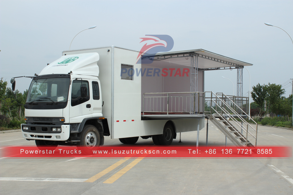 Africa Benin New ISUZU Outdoor Election Vote Car Mobile Advertising Show Truck with Foldable Stage