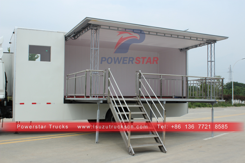 Africa Benin New ISUZU Outdoor Election Vote Car Mobile Advertising Show Truck with Foldable Stage