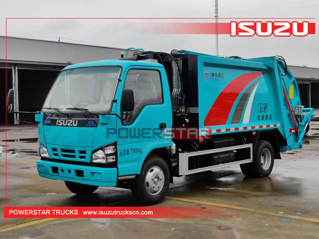 Mongolia New ISUZU 4-5 tons NKR NPR 130HP hydraulic garbage compactor truck for sale