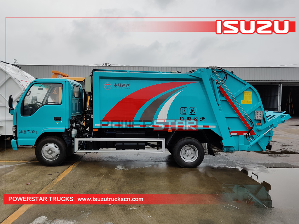 Mongolia New ISUZU 4-5 tons NKR NPR 130HP hydraulic garbage compactor truck for sale